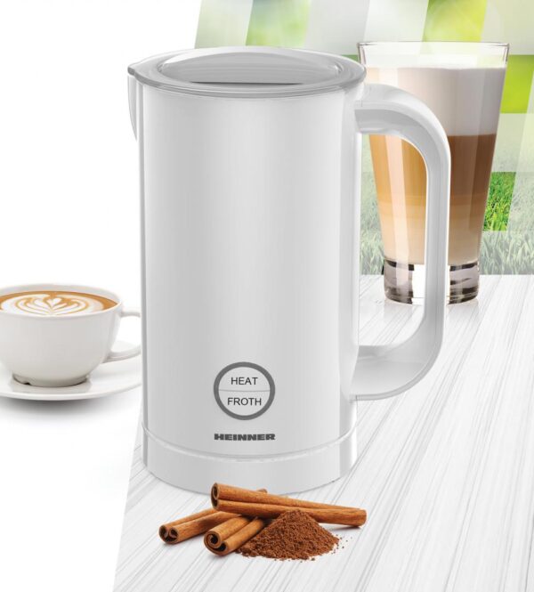 APARAT DE SPUMAT LAPTE HEINNER HMFR-450WH, Putere 450W, 4 functii, LED, Inel spumare magnetic, Alb - imagine 3