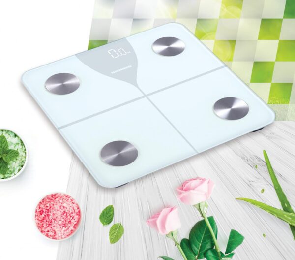 CANTAR DE BAIE INTELIGENT HEINNER HBS-BTH180WH, 180Kg, Sticla securizata 5mm, Functie bluetooth, Display LED, Gradare: 100g, Alb - imagine 3