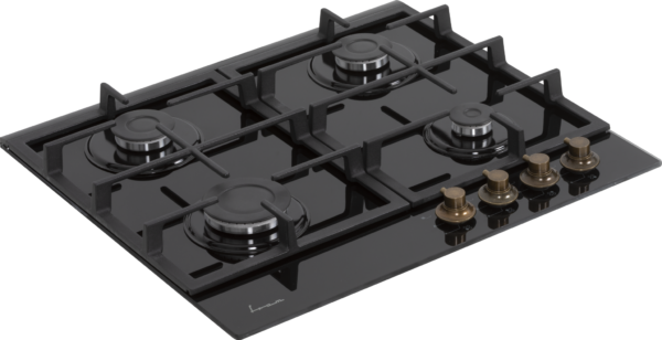 PLITA INCORPORABILA FRAM FBH-S4IWF-GRBK, Gaz, 4 arzatoare, Latime 60cm, Aprindere electrica, Gratar fonta, Duze GPL incluse, Sticla neagra - imagine 4