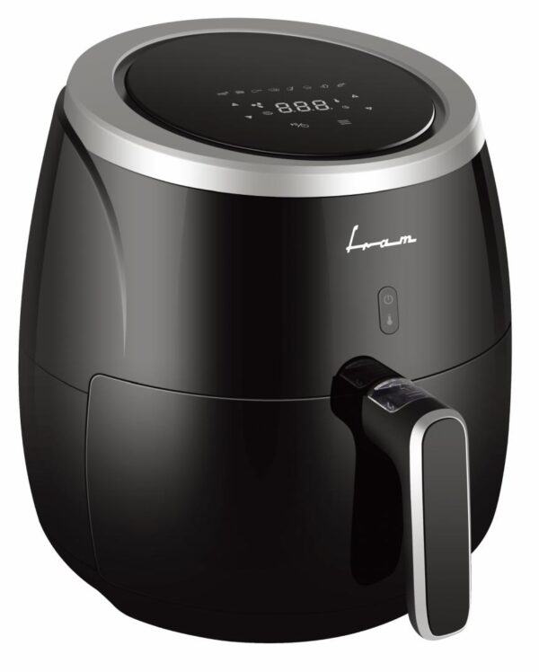 FRITEUZA CU AER CALD FRAM FAF-MD2000BK, Putere 2000W, Capacitate cos 5L, Afisaj digital, Control Touch, Vas detasabil anti-adeziv, Termostat reglabil: 80-200˚C, Negru
