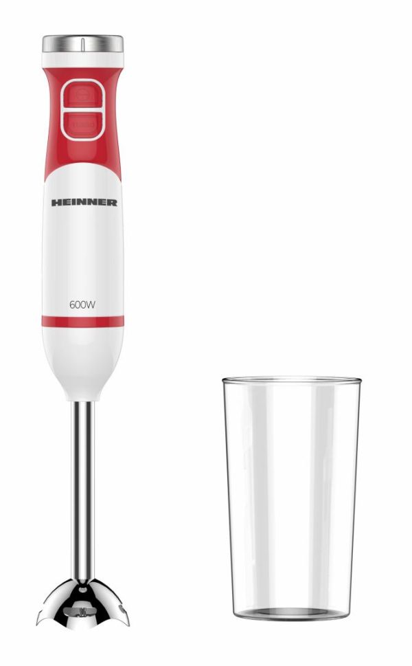 BLENDER DE MANA HEINNER NEWFLEX-600 HHB-D600WHR, Putere 600W, 2 viteze, Pahar gradat 0.7L, Lame inox, Alb/Rosu/Verde - imagine 2