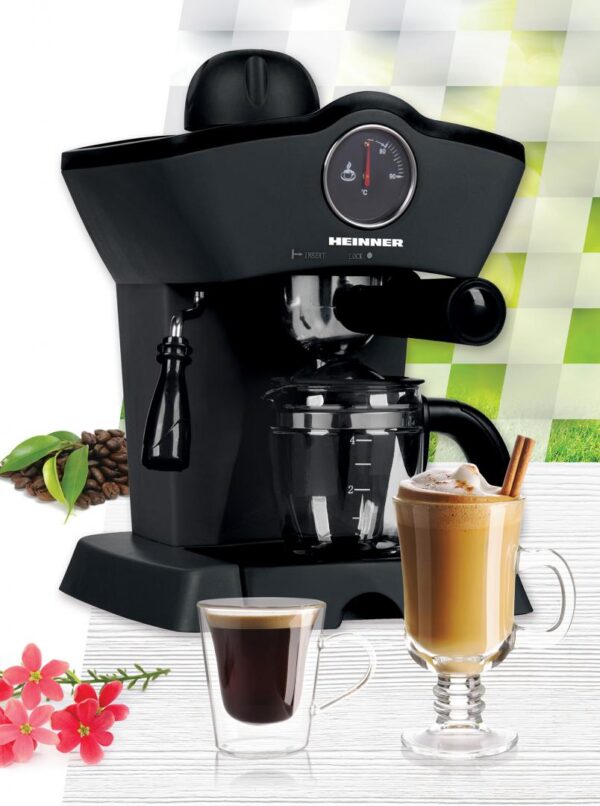 ESPRESSOR HEINNER HEM-200BK, Putere 800W, Capacitate 250ml, Presiune 3.5Bar, Filtru inox, Negru - imagine 2